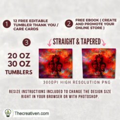 The Beatles Red Water Color Art Skinny Tumbler Wrap – Digital Download - Image 3