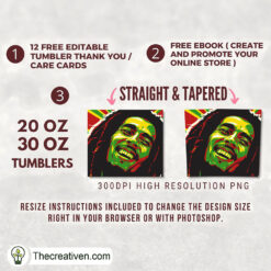 Alternative view of Bob Marley 420 Skinny Tumbler Wrap – Digital Download