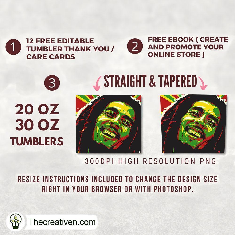 Bob Marley 420 Skinny Tumbler Wrap – Digital Download 2 Bob Marley 420 Skinny Tumbler Wrap – Digital Download - Image 2