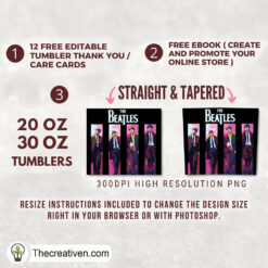 Alternative view of The Beatles Band Rock Skinny Tumbler Wrap – Digital Download