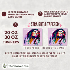 Alternative view of Bob Marley Skinny Tumbler Wrap – Digital Download