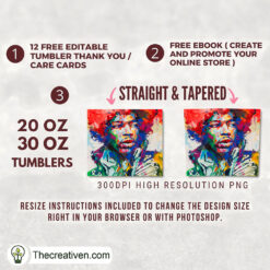 Alternative view of Jimi Hendrix Skinny Tumbler Wrap – Digital Download