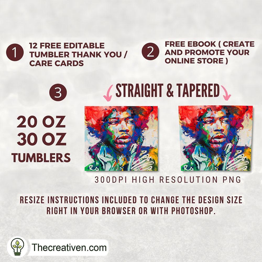 Jimi Hendrix Skinny Tumbler Wrap – Digital Download 2 Jimi Hendrix Skinny Tumbler Wrap – Digital Download - Image 2