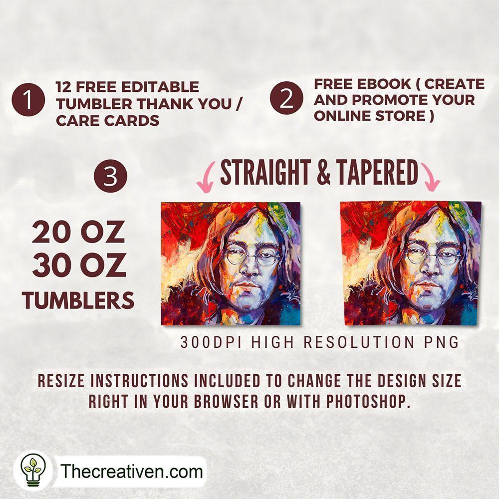John Lennon Abstract Skinny Tumbler Wrap – Digital Download 2 John Lennon Abstract Skinny Tumbler Wrap – Digital Download - Image 2