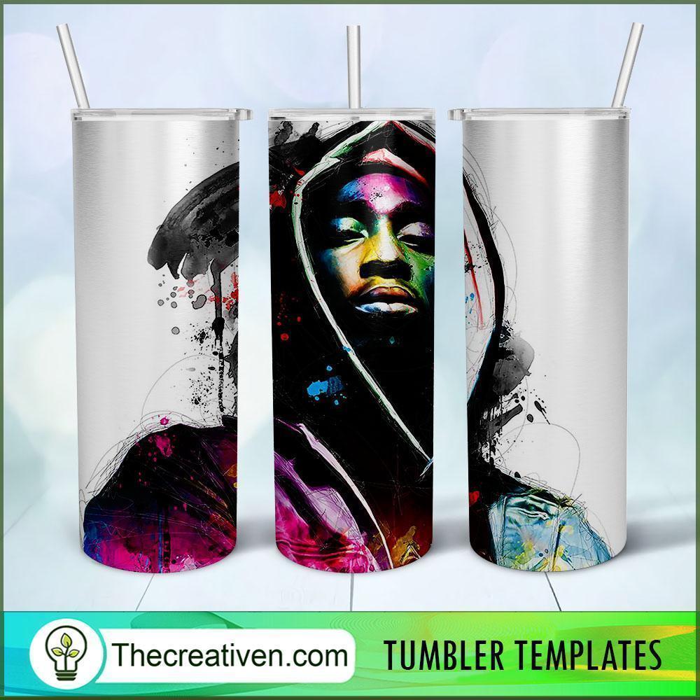 Tupac Colorful Skinny Tumbler Wrap – Digital Download 1 Tupac Colorful Skinny Tumbler Wrap – Digital Download