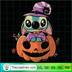 Stitch Witch with Pumpkin SVG Cut File for Cricut & Silhouette