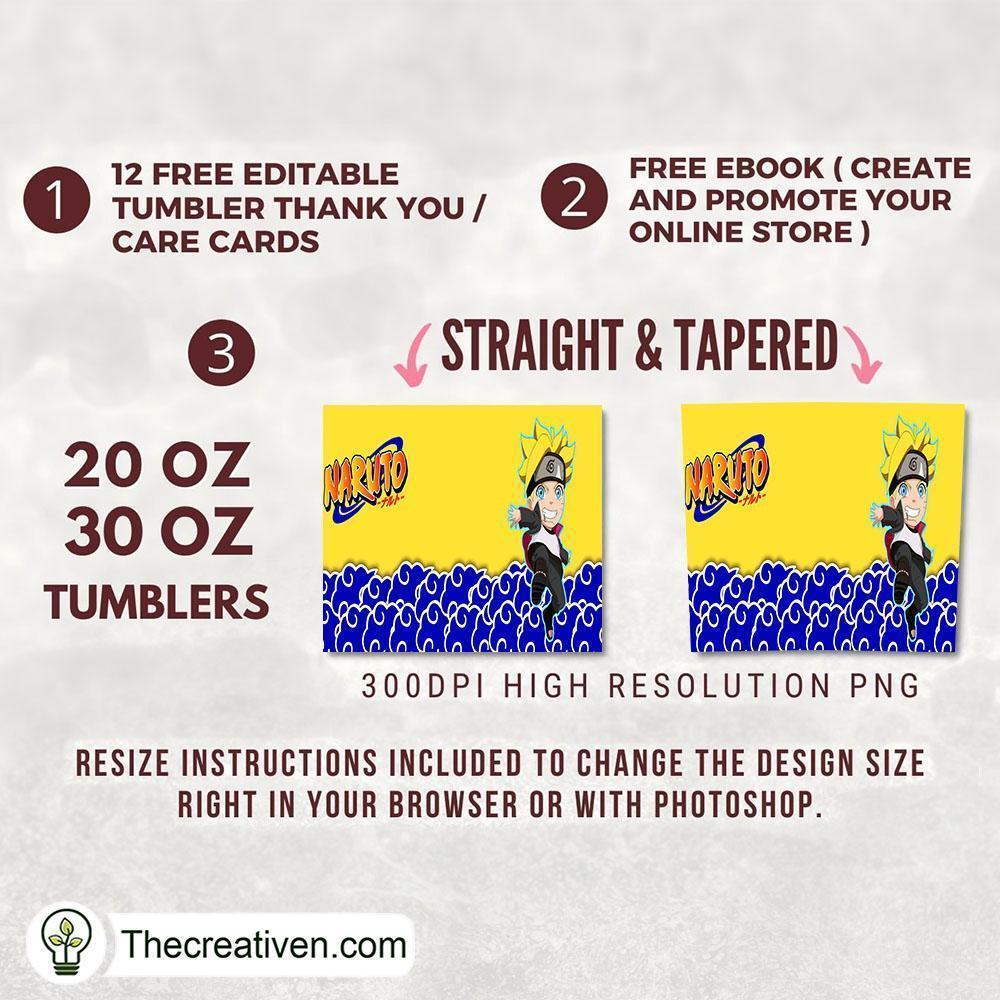 Boruto Skinny Tumbler Wrap – Digital Download 2 Boruto Skinny Tumbler Wrap – Digital Download - Image 2