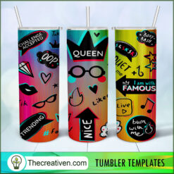 Queen Tiktok Trending Colorful 20oz Tumbler Wrap – Digital Download