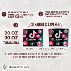 Alternative view of Tiktok Logo 20oz Tumbler Wrap – Digital Download Design 35201