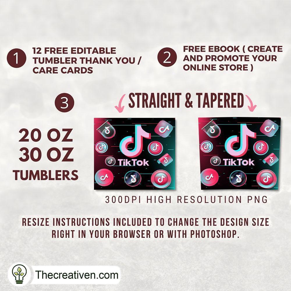 Tiktok Logo 20oz Tumbler Wrap – Digital Download Design 35201 2 Tiktok Logo 20oz Tumbler Wrap – Digital Download Design 35201 - Image 2