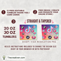 Alternative view of Pink Logo Tiktok 20oz Tumbler Wrap – Digital Download