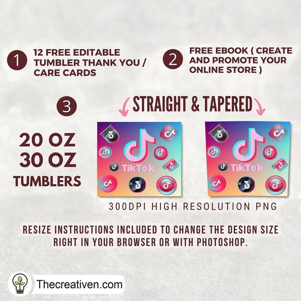 Pink Logo Tiktok 20oz Tumbler Wrap – Digital Download 2 Pink Logo Tiktok 20oz Tumbler Wrap – Digital Download - Image 2