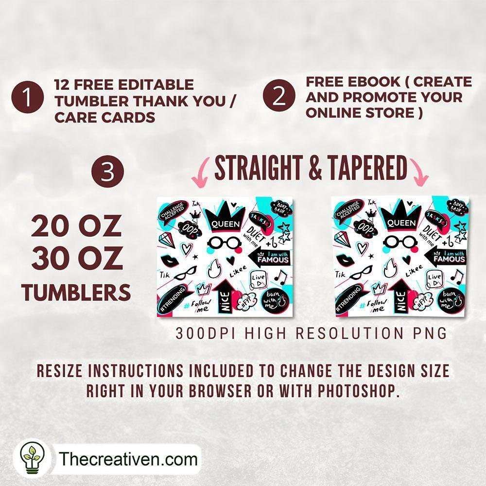 Queen Tiktok Trending 20oz Tumbler Wrap – Digital Download 2 Queen Tiktok Trending 20oz Tumbler Wrap – Digital Download - Image 2