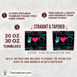 Alternative view of Peace Love Tiktok 20oz Tumbler Wrap – Digital Download