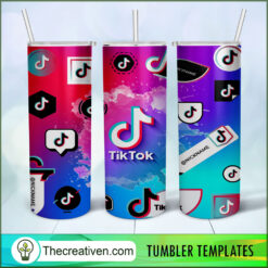 Tiktok Logo Bundle Colorful 20oz Tumbler Wrap – Digital Download