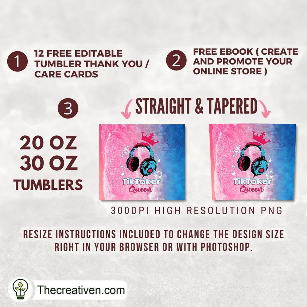Tiktoker Queen 20oz Tumbler Wrap – Digital Download 2 Tiktoker Queen 20oz Tumbler Wrap – Digital Download - Image 2