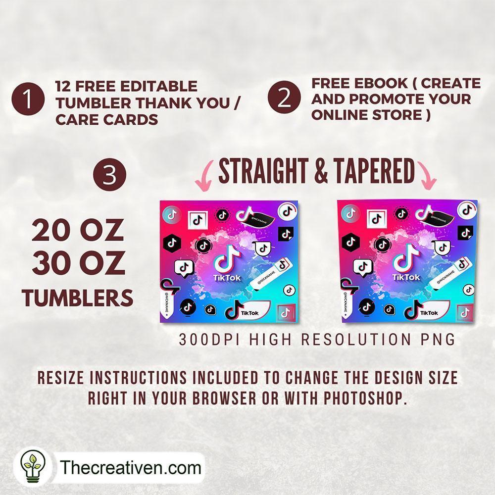 Tiktok Logo Bundle Colorful 20oz Tumbler Wrap – Digital Download 2 Tiktok Logo Bundle Colorful 20oz Tumbler Wrap – Digital Download - Image 2