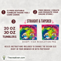 Colorful Rugrats Art 20oz Tumbler Wrap – Digital Download - Image 2