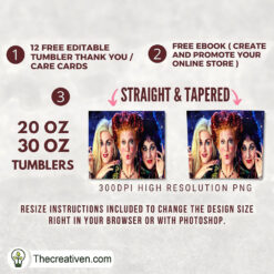 Alternative view of Picture Of Sanderson Sister 20oz Tumbler Wrap – Digital Download