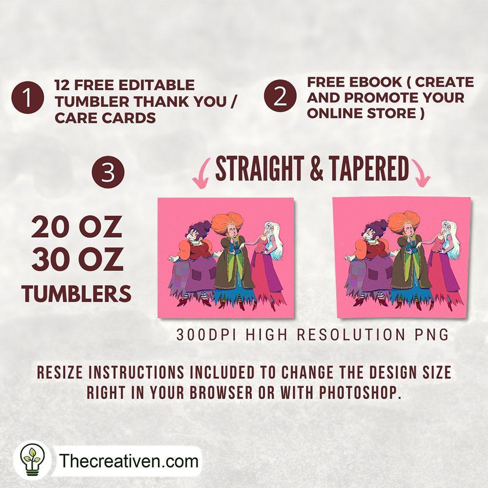 Hocus Pocus Pink Draw 20oz Tumbler Wrap – Digital Download 2 Hocus Pocus Pink Draw 20oz Tumbler Wrap – Digital Download - Image 2