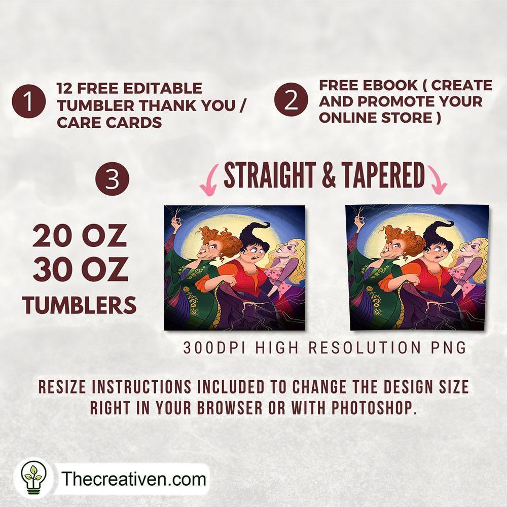 Sanderson Sister Art 20oz Tumbler Wrap – Digital Download 2 Sanderson Sister Art 20oz Tumbler Wrap – Digital Download - Image 2