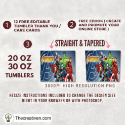 Alternative view of Avengers Team Draw 20oz Tumbler Wrap – Digital Download