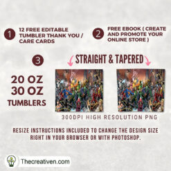 Alternative view of All Characters Of DC Comics 20oz Tumbler Wrap – Digital Download
