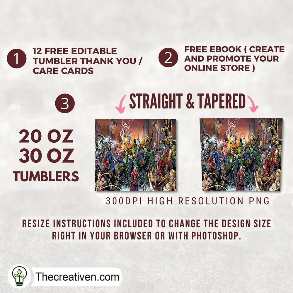 All Characters Of DC Comics 20oz Tumbler Wrap – Digital Download 2 All Characters Of DC Comics 20oz Tumbler Wrap – Digital Download - Image 2