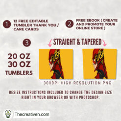 Alternative view of Flash 20oz, 20oz Skinny Straight, Full Tumbler Wrap, PNG Digital File