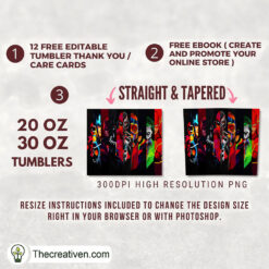 Alternative view of Marvel And DC Draw 20oz Tumbler Wrap – Digital Download