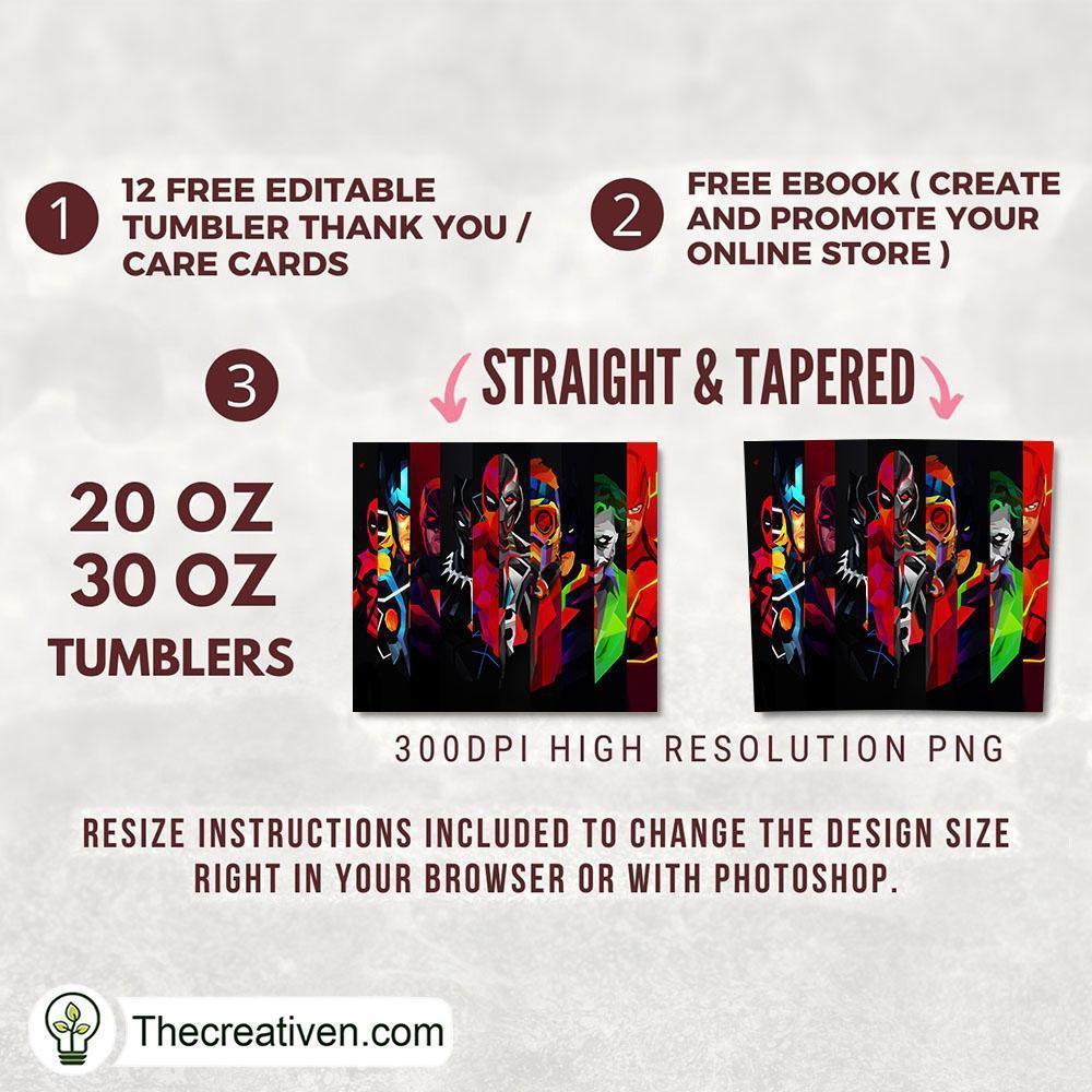 Marvel And DC Draw 20oz Tumbler Wrap – Digital Download 2 Marvel And DC Draw 20oz Tumbler Wrap – Digital Download - Image 2