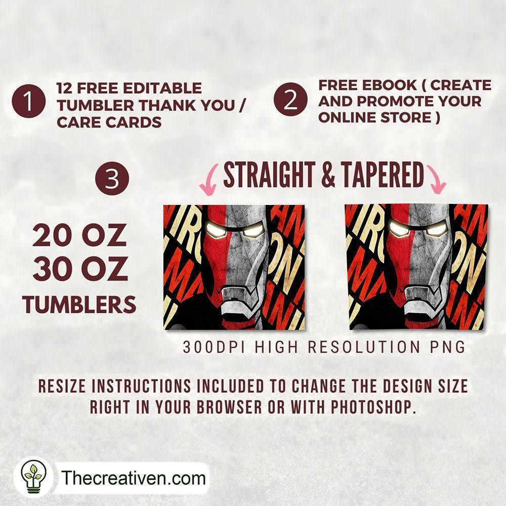 Iron Man 20oz Tumbler Wrap – Digital Download Design 34624 2 Iron Man 20oz Tumbler Wrap – Digital Download Design 34624 - Image 2