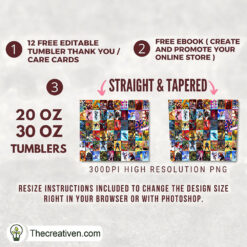 Alternative view of DC Comics Cartoon  20oz Tumbler Wrap – Digital Downloa Design 34585
