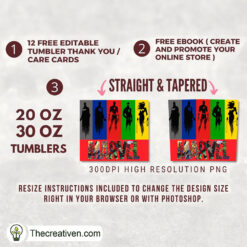 Alternative view of Colorful DC Comics Hero 20oz Tumbler Wrap – Digital Download