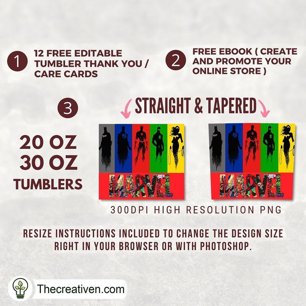 Colorful DC Comics Hero 20oz Tumbler Wrap – Digital Download 2 Colorful DC Comics Hero 20oz Tumbler Wrap – Digital Download - Image 2