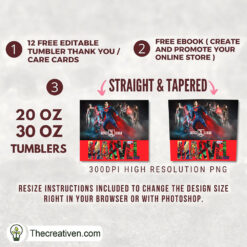 Alternative view of DC Comics Team Super Hero 20oz Tumbler Wrap – Digital Download