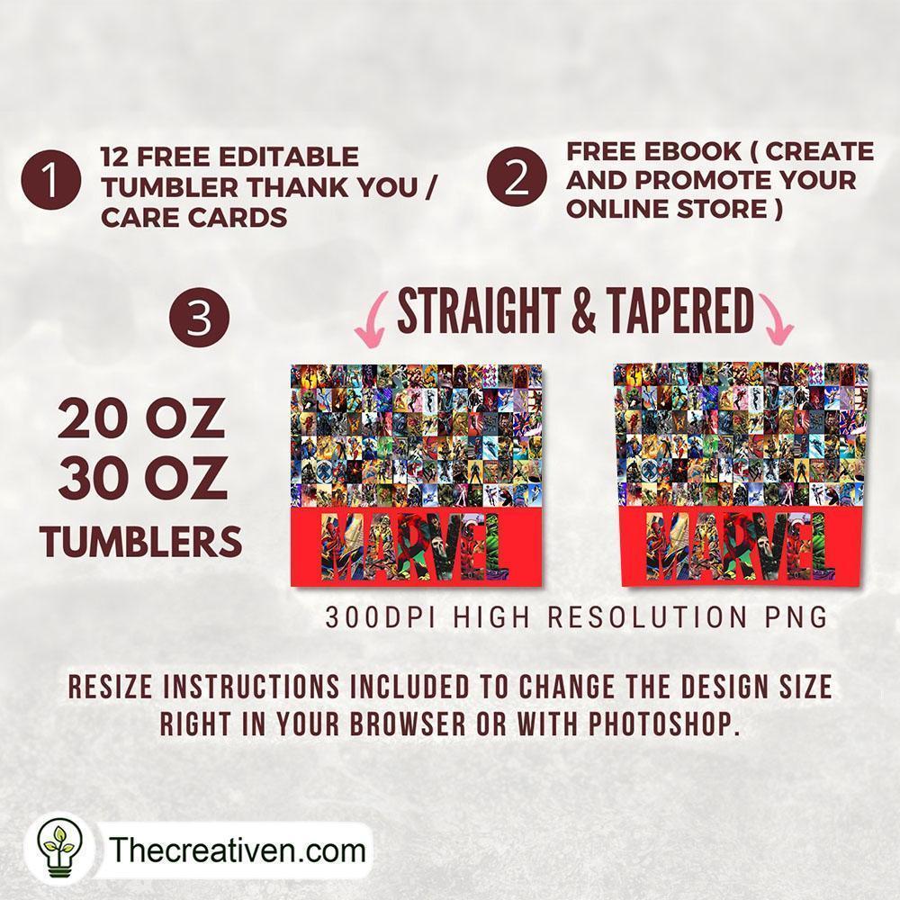 Marvel Minimalist 20oz Tumbler Wrap – Digital Download 2 Marvel Minimalist 20oz Tumbler Wrap – Digital Download - Image 2