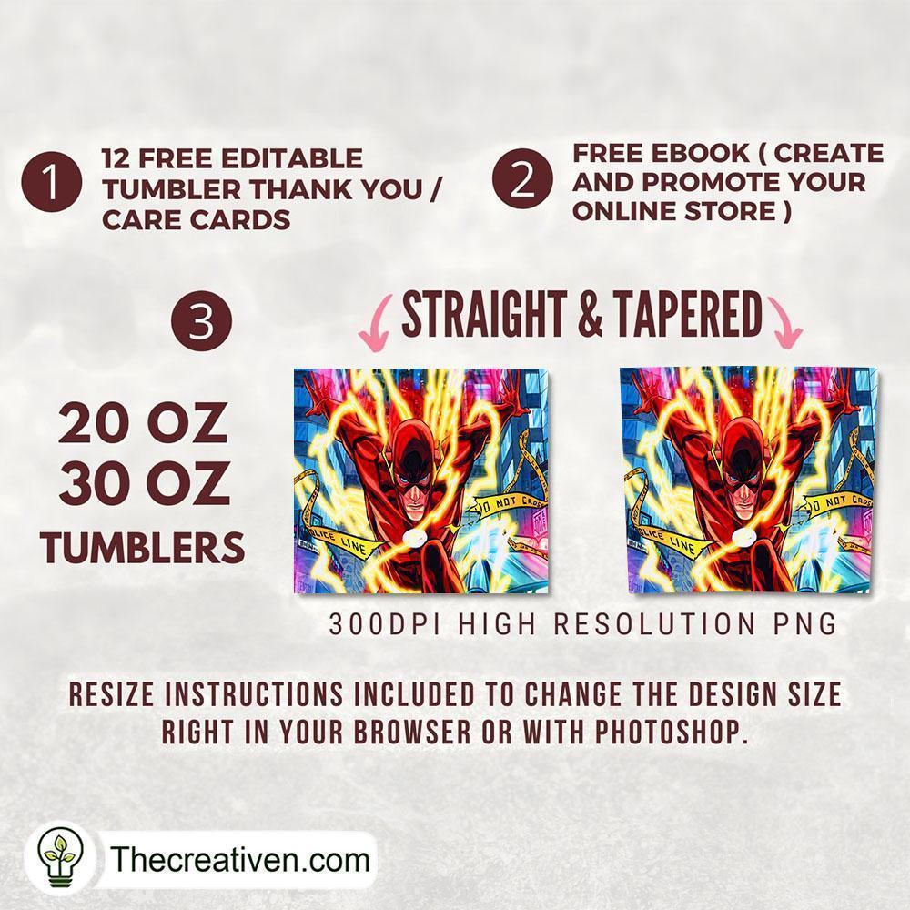 The Flash DC Comics Cartoon 20oz, 20oz Skinny Straight, Full Tumbler Wrap, PNG Digital File 2 Marvel DC 37 copy 1
