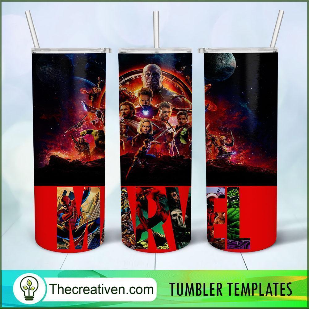 Marvel Poster 20oz, 20oz Skinny Straight, Full Tumbler Wrap, PNG Digital File 1 Marvel DC 43 copy