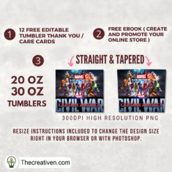 Alternative view of Avengers Cartoon Poster 20oz Tumbler Wrap – Digital Download