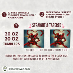 Alternative view of Deadpool Couple 20oz Tumbler Wrap – Digital Download