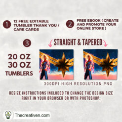 Alternative view of Carol Danvers 20oz Tumbler Wrap – Digital Download