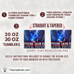 Alternative view of Captain America 20oz Tumbler Wrap – Digital Download