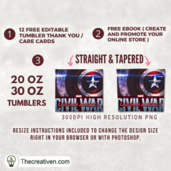 Alternative view of Captain Shield 20oz Tumbler Wrap – Digital Download