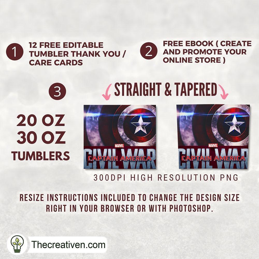 Captain Shield 20oz Tumbler Wrap – Digital Download 2 Captain Shield 20oz Tumbler Wrap – Digital Download - Image 2