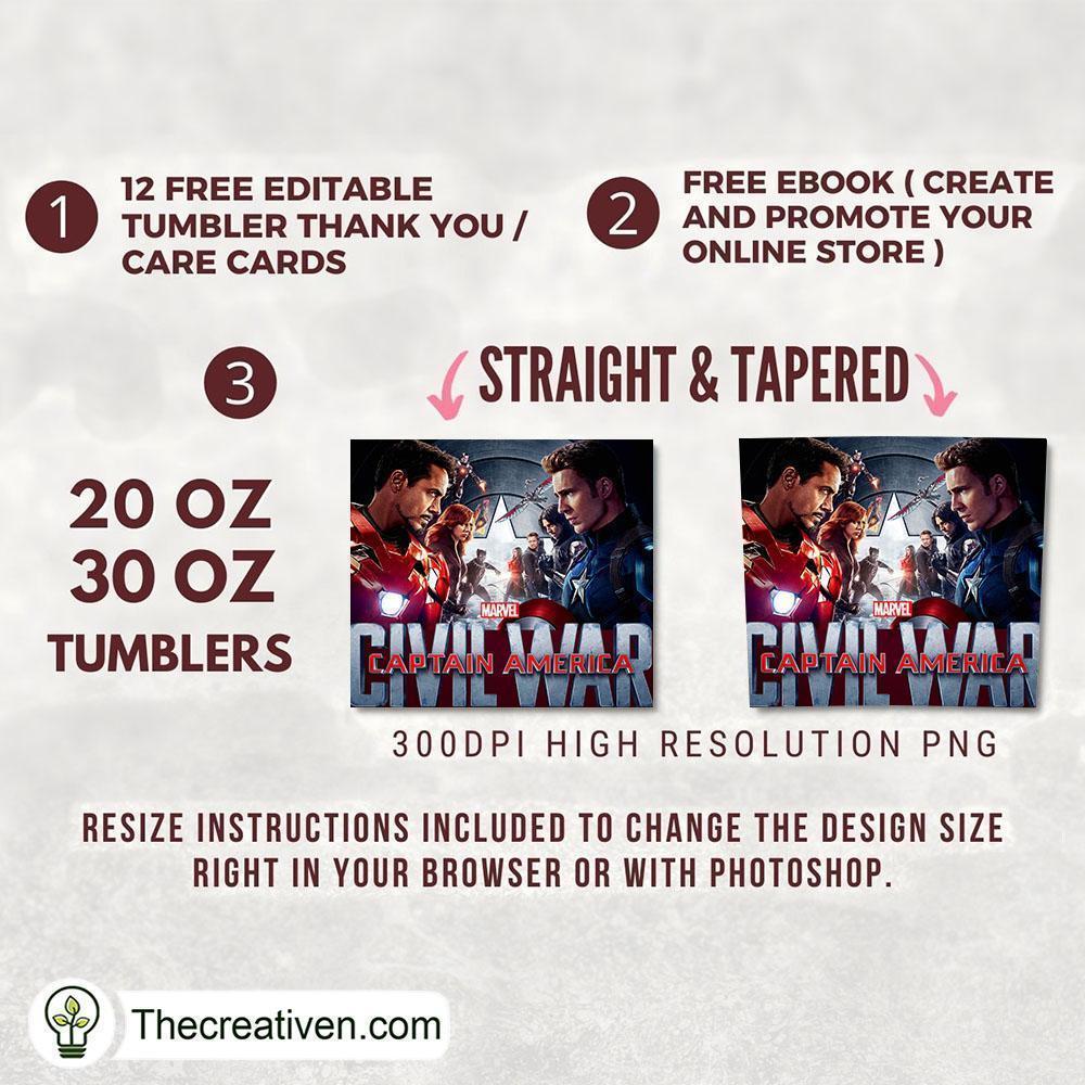 Marvel Civil War 20oz Tumbler Wrap – Digital Download 2 Marvel Civil War 20oz Tumbler Wrap – Digital Download - Image 2