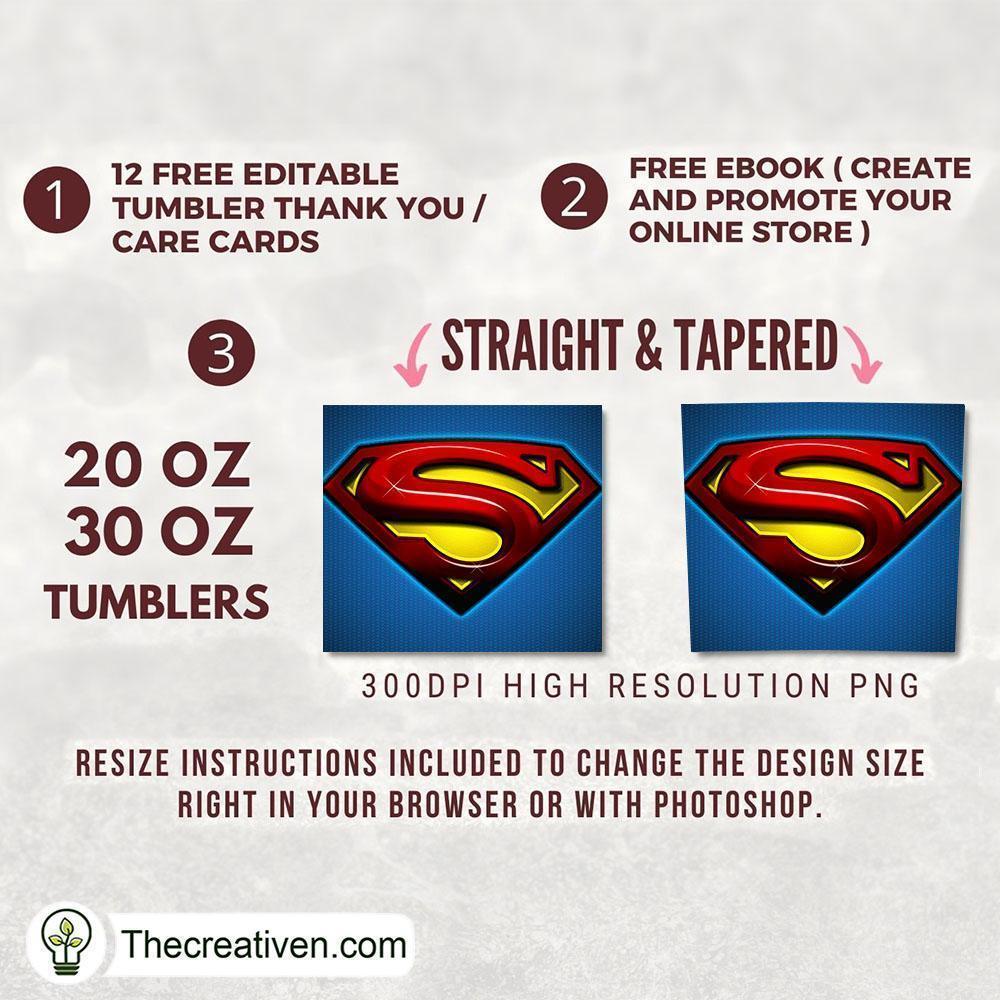 Superman Logo 20oz Tumbler Wrap – Digital Download 2 Superman Logo 20oz Tumbler Wrap – Digital Download - Image 2