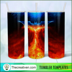 Batman Logo On Fire 20oz Tumbler Wrap – Digital Download