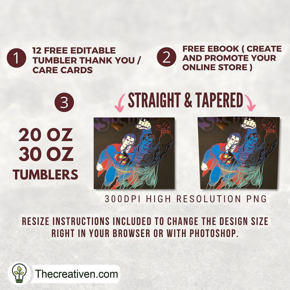 Superman Art 20oz Tumbler Wrap – Digital Download 2 Superman Art 20oz Tumbler Wrap – Digital Download - Image 2