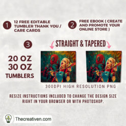 Alternative view of Deadpool And Harley Quinn 20oz Tumbler Wrap – Digital Download